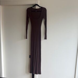 SKIMS Long Sleeve Brown Dress